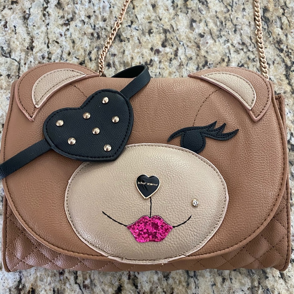 Betsey johnson heart pirate bear purse